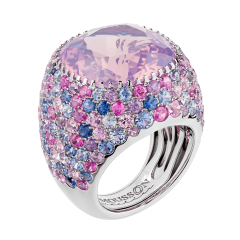 Кольцо c Лавандовым Кварцем и Цветными Сапфирами, R0040-4/44