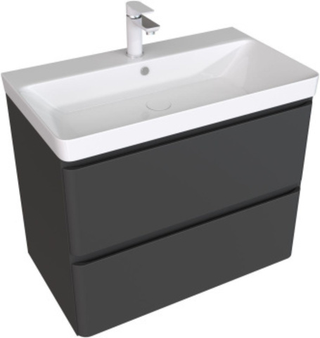 Aquanet 330468 Тумба Эмбер 80 2 ящ. цв.черный матовый (330468)