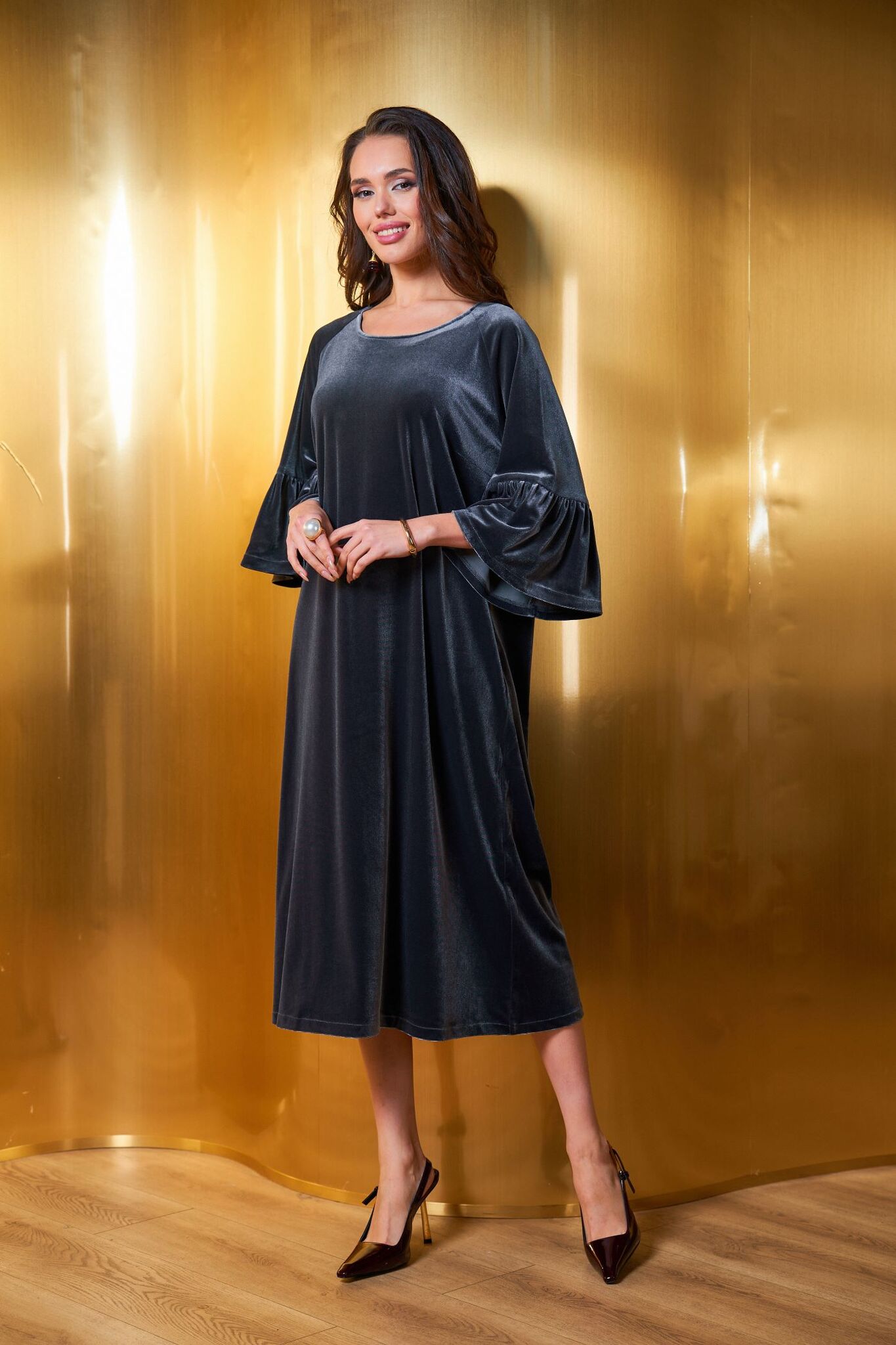 Платье "Рукав волна" Бархат