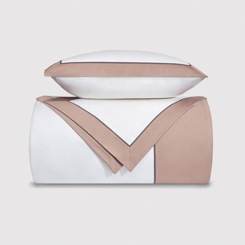 Постельное белье 2 спальное евро Сlaire&Caroll Frame белое/капучино