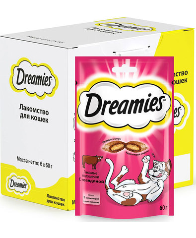 Dreamies лакомство для взрослых кошек с говядиной 60 г