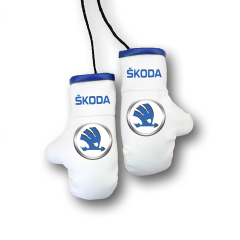 Перчатки боксерские комбинированные "Škoda", белые с синим