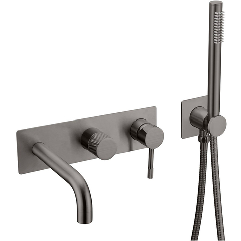 Boheme 464-3-GM Смеситель встроенный + ручной душ + излив Uno Gun Metal