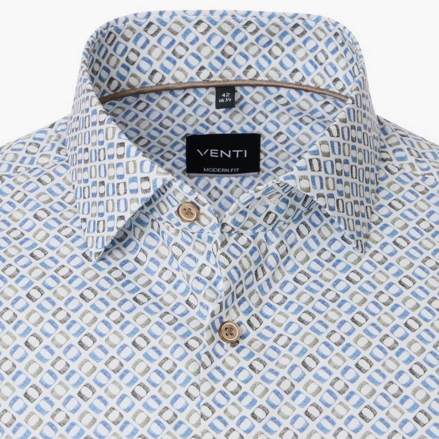 Сорочка мужская Venti Modern Fit 154409900-100 с принтом в сине-коричневой гамме