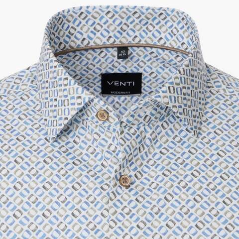 Сорочка мужская Venti Modern Fit 154409900-100 с принтом в сине-коричневой гамме