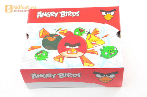 Светящиеся кроссовки для мальчиков Энгри Бердс (Angry Birds) на липучках, цвет темно серый, мигает картинка сбоку. Изображение 15 из 15.