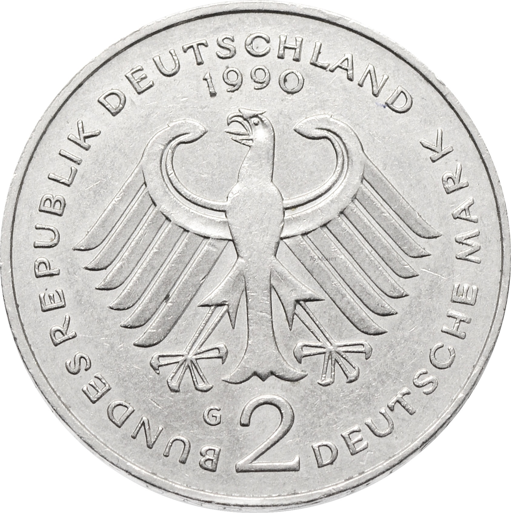 Монета 2 марки 1990 Германская «Франц Йозеф Штраус»