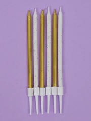 Свечи для торта «Блестящая вечеринка», 6 шт, золотой и белый цвет