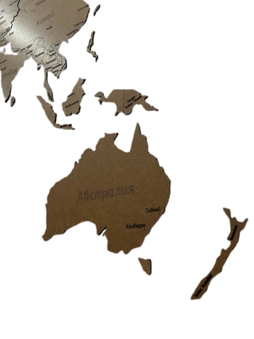 Деревянная карта мира 150х80 см с гравировкой, коричневая