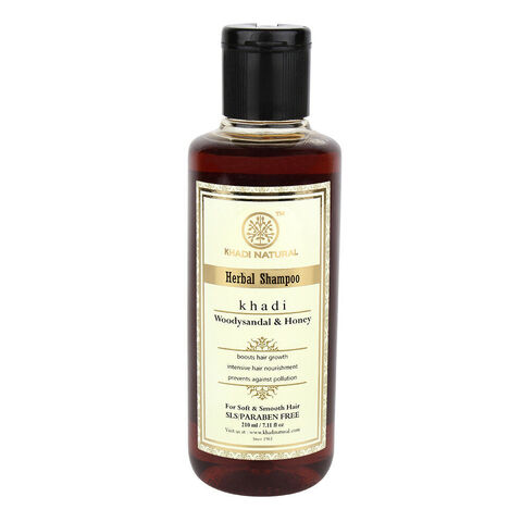 Hair Cleanser Khadi WOODYSANDAL HONEY, SLS Paraben Free, Khadi Natural (Шампунь Кхади САНДАЛОВОЕ ДЕРЕВО И МЁД, Для мягкости и гладкости волос, БЕЗ СЛС И ПАРАБЕНОВ), 210 мл.