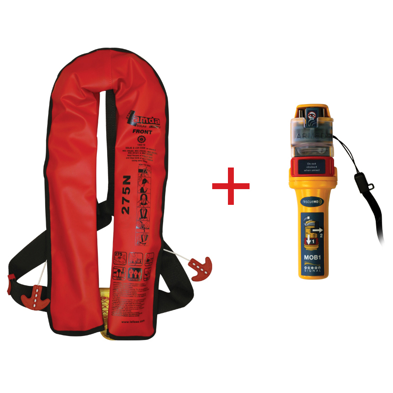 Lamda Inflatable lifejacket auto, 150N & 275N, solas/med with ocean signal mob1, set