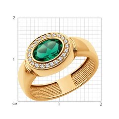 716381- Кольцо печатка из золота 585 с изумрудом и фианитами