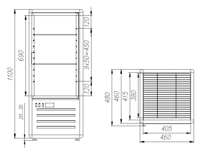 Шкаф кондитерский POLUS D4 VM 120-2 (R120Свр) (1015-0102 (бежево-коричневый)) стандартные цвета))