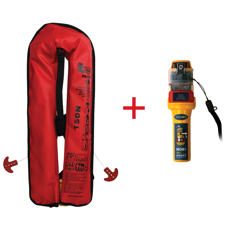 Lamda Inflatable lifejacket auto, 150N & 275N, solas/med with ocean signal mob1, set