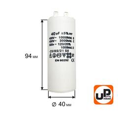 Конденсатор UNITED PARTS CBB60, 40 мкФ, 450В, 2 клеммы (90-0981)