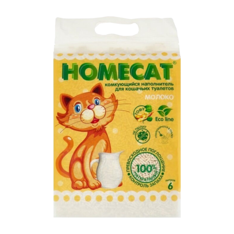 Homecat Eco Line Молоко Наполнитель для кошачьих туалетов комкующийся с ароматом молока