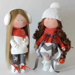 Волосы для кукол, трессы кудри-локоны-спиральки, коричневые с рыжинкой, длина 15 см*1 метр, набор 2 шт.