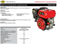 Двигатель бензиновый 4Т DDE E550-Q19 (5,5 л.с., 163 куб. см, к/вал 19,05 мм, шпонка) (792-841)
