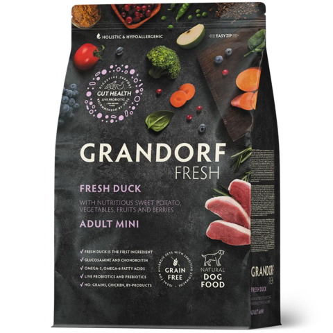 GRANDORF FRESH Свежее мясо утки с бататом для собак мелких пород