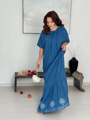 Радонька. Платье льняное макси с вышивкой в этностиле PL-422571