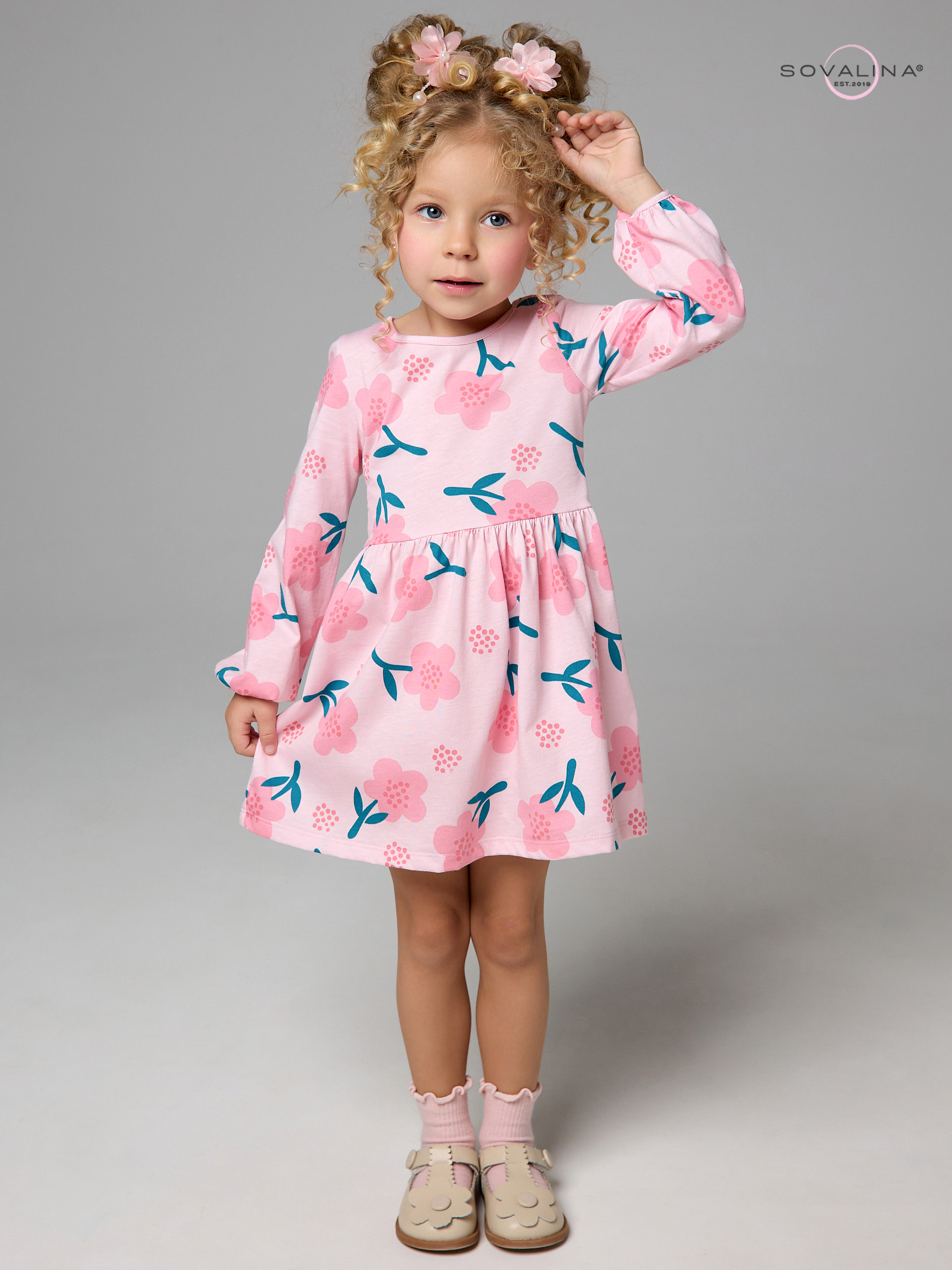 Платье Моана незабудки на пудре