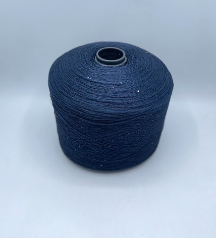 Бобинная пряжа (пр.Италия),Linette Pailletes, 450/100гр, 80% Лен, 20% Полиэстер(пайетка), цвет-Темно-синий+пайетка. арт.36735