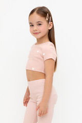 фуфайка  для девочки  КР 302727-1/дымчатая роза,сердечки к557