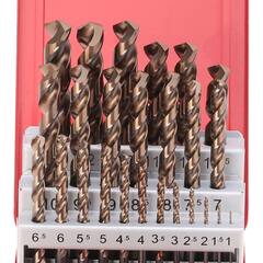 Набор сверл по металлу 1-13мм 25шт DIN338 HSSE-Co5 135° UNI (мет. кейс) Ruko 228215(K)