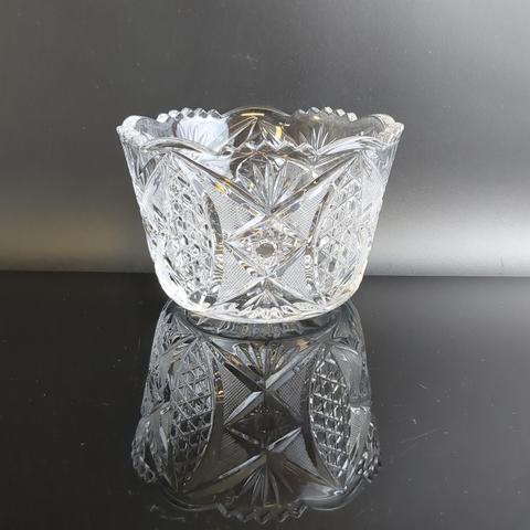 Ваза хрустальная салатник, алмазная грань, геометрический орнамент, винтаж СССР 1970-1990 гг