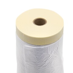 Пленка защитная с клейкой малярной лентой, прозрачная, HDPE, рулон 3,5х25м, толщина 8мкм (РемоКолор) 09-0-035