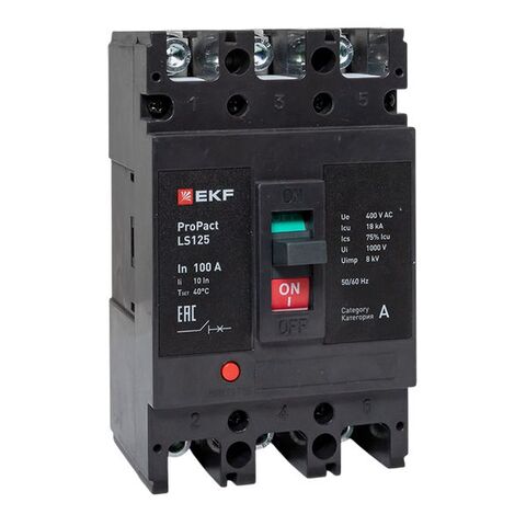 Выключатель автоматический в литом корпусе ProPact LS125 100А 3P 18кА EKF