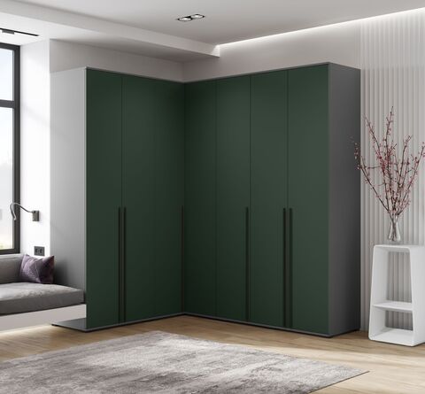 Комплект шкафов Норд №4 Изумрудный (КРОМКА ГРАФИТ), Графит