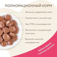 Мнямс влажный корм для крупных кошек кусочки в соусе с индейкой для кошек старше 7 лет 85 гр