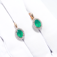 51-320-02049-6- Серьги из золота 585 пробы с изумрудными агатами