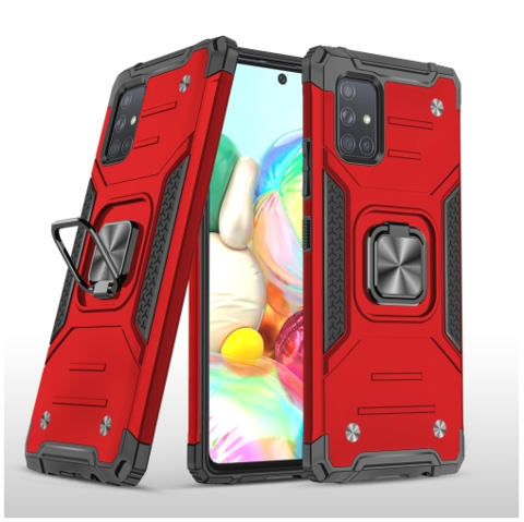 Противоударный чехол Strong Armour Case с кольцом для Samsung Galaxy A71 (Красный)