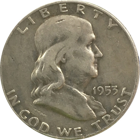50 центов 1953 года. США. Двор "D". Франклин