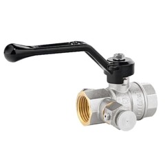 Кран латунный шаровой LD Pride DN 15 PN 40 никелированный со спускным устройством (Маевского), муфта-муфта, рычаг