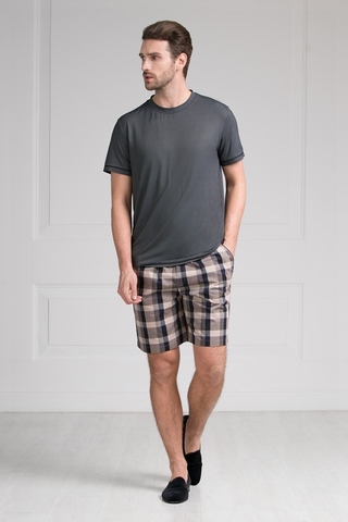 Пижама мужская с шортами черно-бежевая 51657 Laete