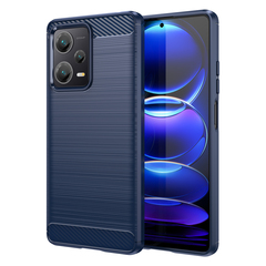 Мягкий чехол синего цвета в стиле карбон для Xiaomi Redmi Note 12 Pro+ Плюс, серия Carbon от Caseport