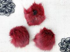 Меховой помпон лиса, d 4,4 см, тёмно-красный