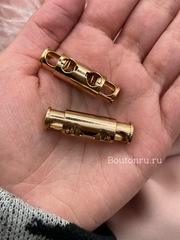Фиксатор для шнура золотистый двойной цилиндр