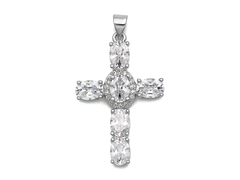 Подвеска Крест с прозрачными кристаллами, 34мм