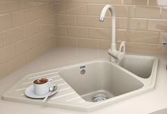 ULGRAN U-409  Угловая двухсекционная мойка с отверстием под смеситель