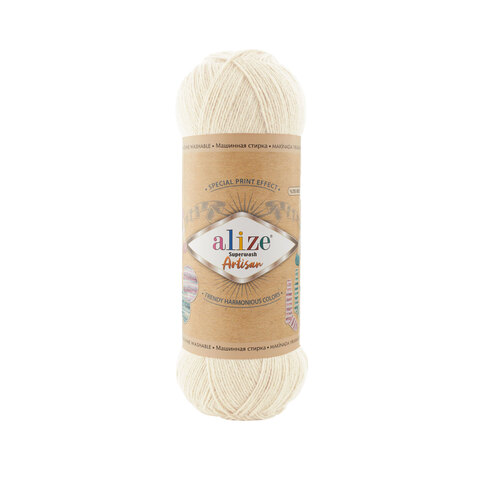 Пряжа Alize Superwash Artisan 01 молочный