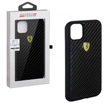 Карбоновый чехол Ferrari Carbon для iPhone 12 Pro Max (Черный)