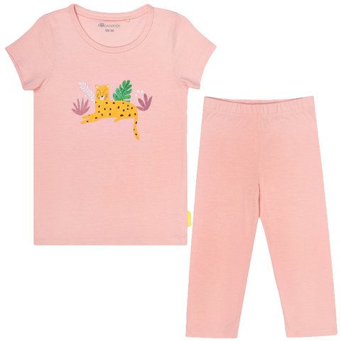 Розовая пижама для девочки "Леопард" KOGANKIDS