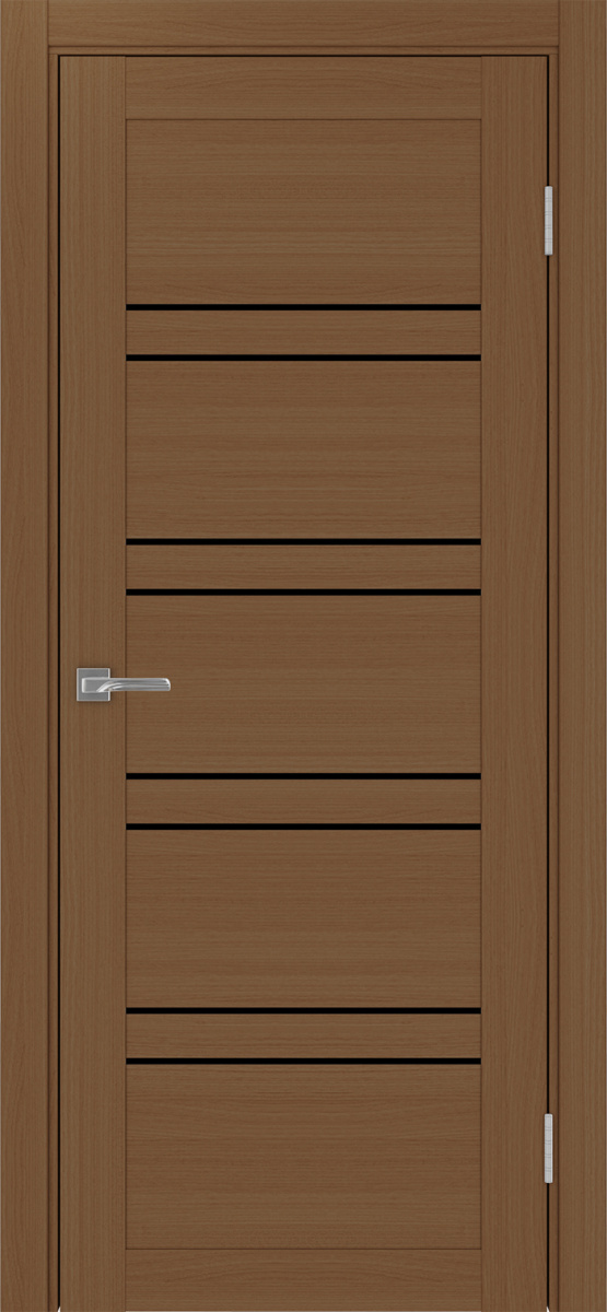 Дверь межкомнатная Оптима Порте Турин 560.12, цвет орех, экошпон, стекло лакобель черное