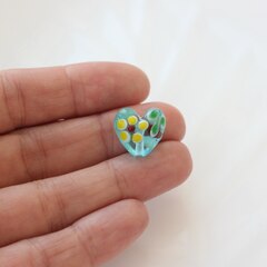 Подвеска Сердце, стекло, голубой, 15 мм, Ф048