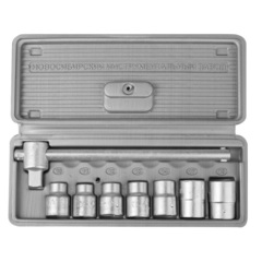 НИЗ Шоферский инструмент №1, 8 предм., 1/2?, набор торцовых головок в пластиковом кейсе (2761-10)