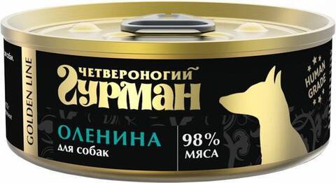 Четвероногий Гурман Golden консервы для собак оленина натуральная в желе 100г